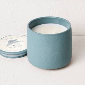 CASALUNA NWT 2 wick ceramic jar candle w/ lid -clarity -15oz